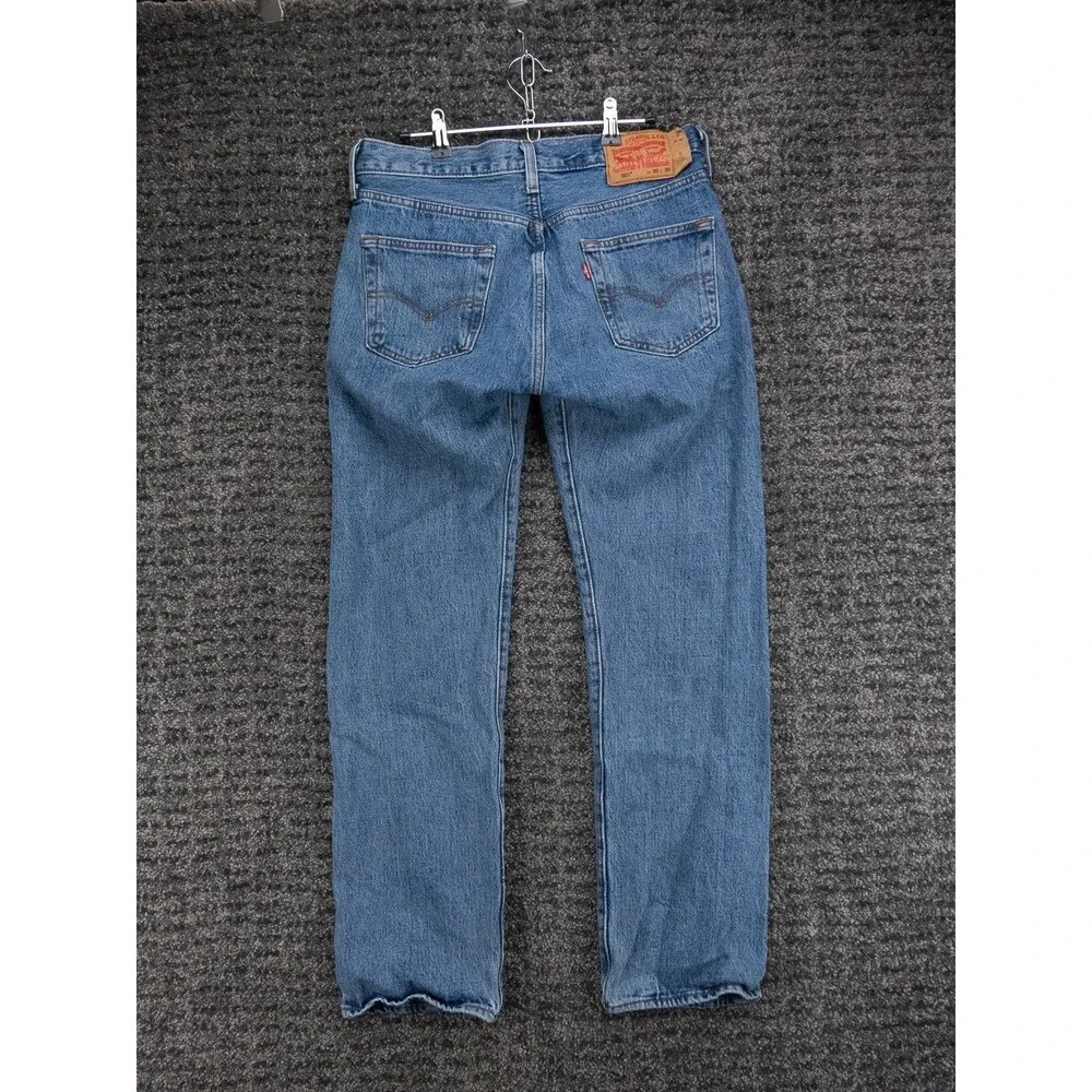 Levis 501 Jeans Mens 30x30 Blue Straight Button Fly Cotton Denim Casual Preppy